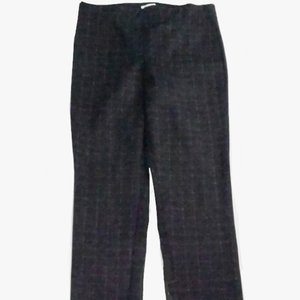 Women's Max Studio Check Pull-On Wide Leg Trousers Dress Pants